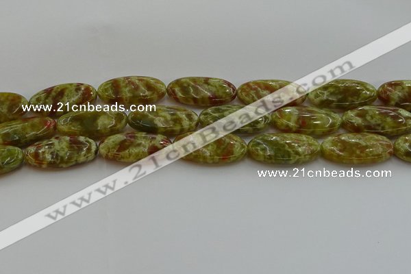 CNS636 15.5 inches 15*30mm oval green dragon serpentine jasper beads