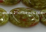 CNS637 15.5 inches 22*30mm oval green dragon serpentine jasper beads