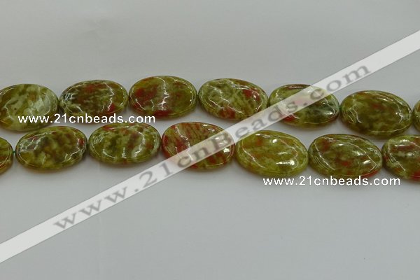 CNS637 15.5 inches 22*30mm oval green dragon serpentine jasper beads