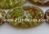 CNS638 15.5 inches 30*40mm oval green dragon serpentine jasper beads