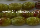 CNS641 15.5 inches 7*12mm rice green dragon serpentine jasper beads