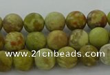 CNS650 15.5 inches 6mm round matte green dragon serpentine jasper beads