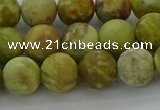 CNS652 15.5 inches 10mm round matte green dragon serpentine jasper beads