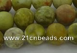 CNS653 15.5 inches 12mm round matte green dragon serpentine jasper beads