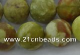 CNS655 15.5 inches 16mm round matte green dragon serpentine jasper beads