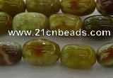 CNS661 15.5 inches 8*12mm drum green dragon serpentine jasper beads