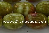 CNS665 15.5 inches 15*20mm drum green dragon serpentine jasper beads