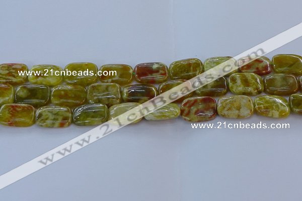 CNS672 15.5 inches 13*18mm rectangle green dragon serpentine jasper beads