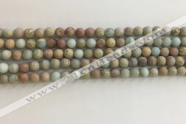 CNS706 15.5 inches 4mm round matte serpentine jasper beads