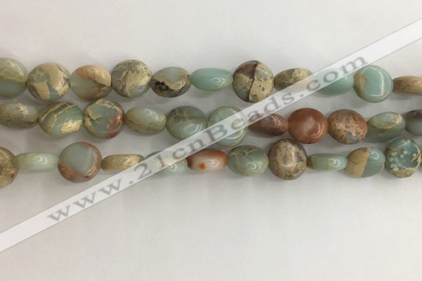 CNS720 15.5 inches 10mm flat round serpentine jasper beads wholesale