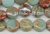 CNS80 15.5 inches 14mm flat round natural serpentine jasper beads