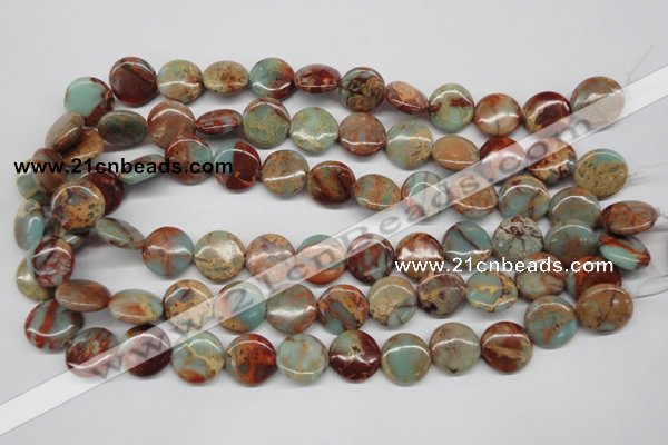 CNS81 15.5 inches 16mm flat round natural serpentine jasper beads