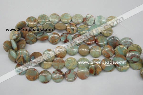 CNS83 15.5 inches 20mm flat round natural serpentine jasper beads