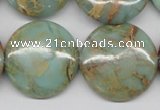 CNS84 15.5 inches 25mm flat round natural serpentine jasper beads