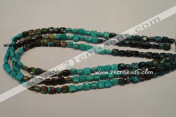 CNT125 15.5 inches 7*7mm faceted square natural turquoise beads