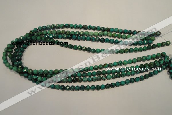 CNT140 15.5 inches 5.5mm - 6mm faceted round natural turquoise beads