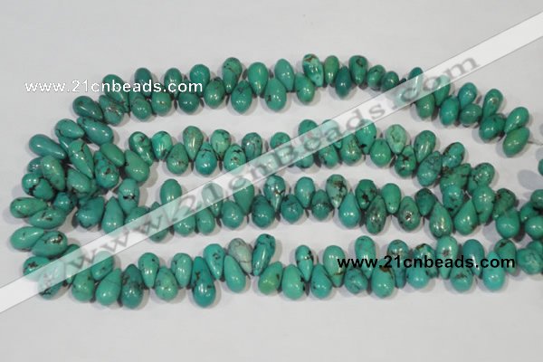 CNT230 Top-drilled 6*12mm - 8*18mm teardrop natural turquoise beads