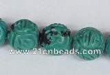 CNT32 16 inches 16mm carved round natural turquoise beads wholesale