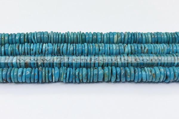 CNT570 15.5 inches 2.5*10mm - 4*10mm disk turquoise gemstone beads