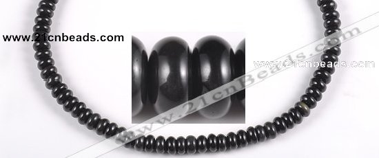 COB08 15.5 inches 4*8mm rondelle black obsidian gemstone beads wholesale