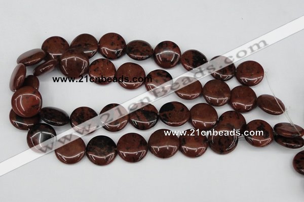 COB101 15.5 inches 20mm flat round mahogany obsidian beads