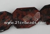 COB103 22*32mm twisted & faceted rectangle mahogany obsidian beads