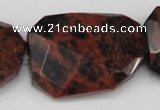 COB104 30*40mm twisted & faceted rectangle mahogany obsidian beads