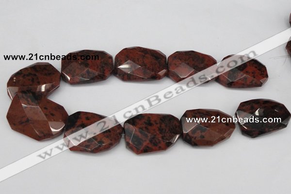 COB104 30*40mm twisted & faceted rectangle mahogany obsidian beads