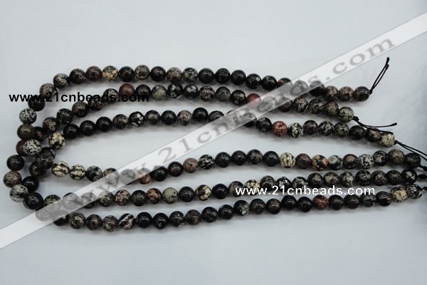 COB151 15.5 inches 8mm round snowflake obsidian beads