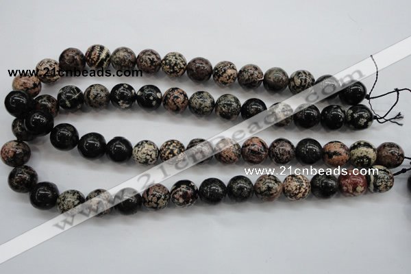 COB154 15.5 inches 14mm round snowflake obsidian beads