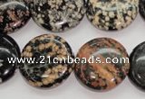 COB155 15.5 inches 20mm flat round snowflake obsidian beads