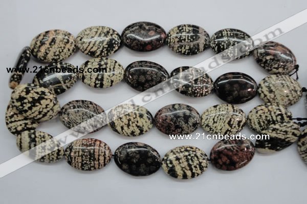 COB157 15.5 inches 22*30mm oval snowflake obsidian beads