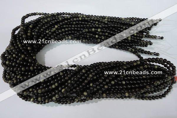 COB251 15.5 inches 4mm round golden obsidian beads wholesale