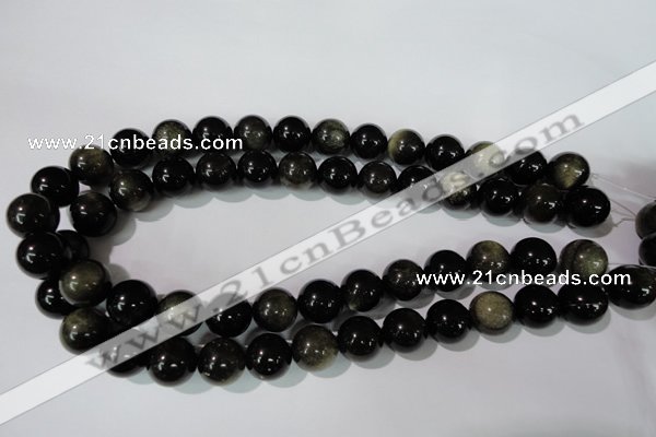 COB256 15.5 inches 14mm round golden obsidian beads wholesale