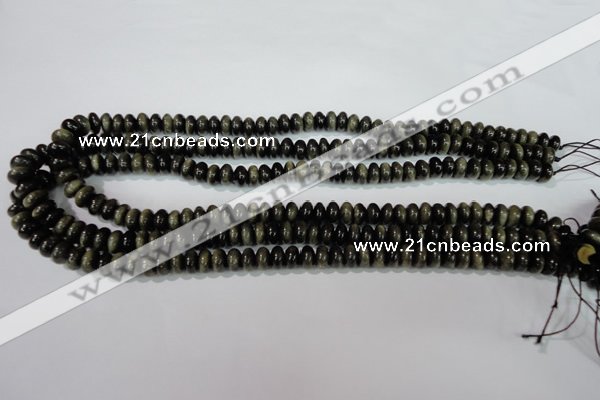 COB260 15.5 inches 5*8mm rondelle golden obsidian beads wholesale