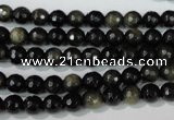 COB263 15.5 inches 6mm faceted round golden obsidian beads