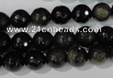 COB265 15.5 inches 10mm faceted round golden obsidian beads