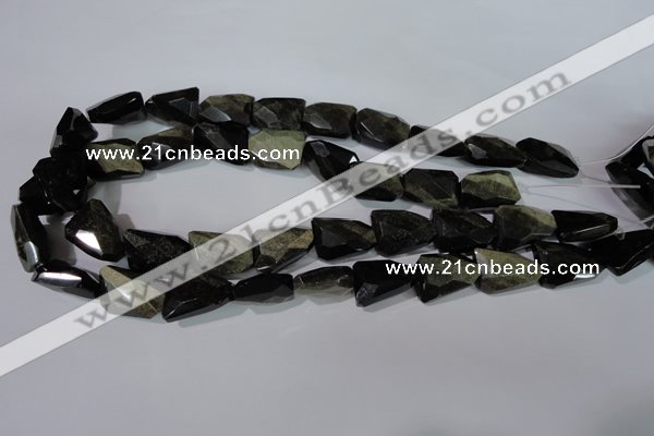 COB271 15.5 inches 15*20mm faceted nuggets golden obsidian beads