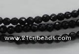 COB351 15.5 inches 5mm faceted round black obsidian beads