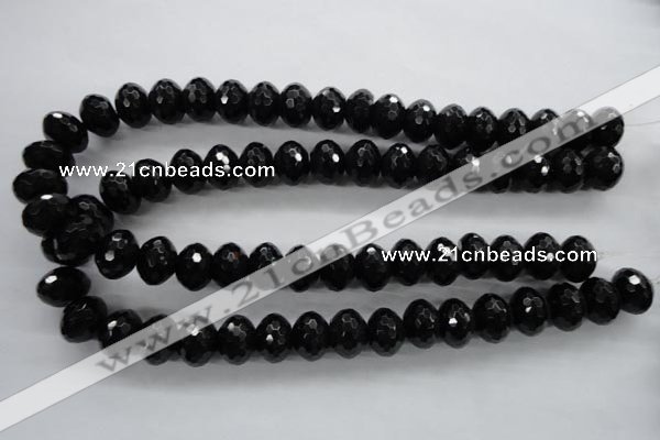 COB364 15.5 inches 12*16mm faceted rondelle black obsidian beads