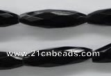 COB378 15.5 inches 8*30mm faceted rice black obsidian beads