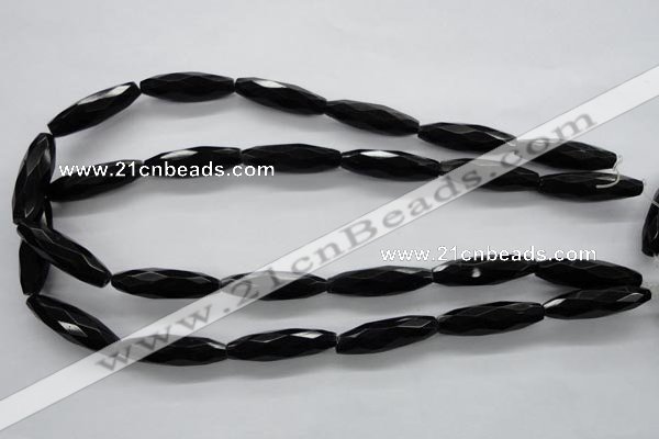 COB378 15.5 inches 8*30mm faceted rice black obsidian beads