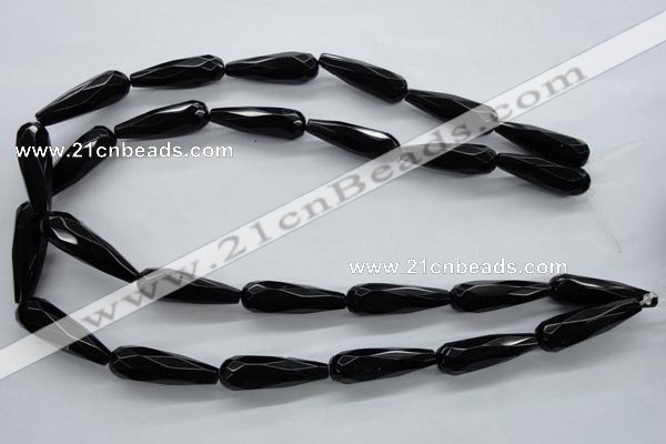 COB380 15.5 inches 10*30mm faceted teardrop black obsidian beads