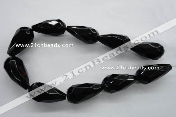 COB385 15.5 inches 18*35mm faceted teardrop black obsidian beads