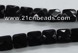 COB390 15.5 inches 10*10mm faceted square black obsidian beads