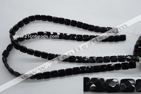 COB390 15.5 inches 10*10mm faceted square black obsidian beads