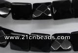 COB392 15.5 inches 14*14mm faceted square black obsidian beads