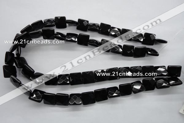 COB392 15.5 inches 14*14mm faceted square black obsidian beads