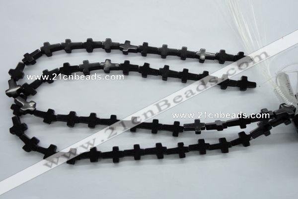 COB415 15.5 inches 10*14mm cross black obsidian beads wholesale