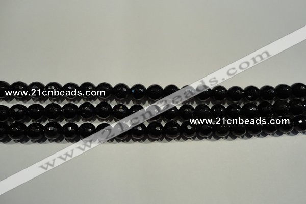 COB451 15.5 inches 6mm faceted round black obsidian beads